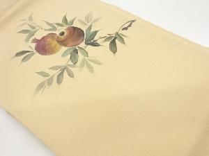 縮緬地手描きザクロ模様名古屋帯